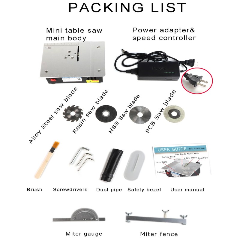 Mini Table Saw, RTOVZON 96W Mini Desktop Electric Saw Cutter