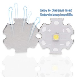 LEDGUHON 5Pcs 3W White Full Spectrum 3535 SMD High Power LED Chip with Aluminum Plate 20mm Star PCB Base Heat Sink for Outdoor Light (120deg,White 6000K-8000K,DC 3.0-3.4V,700mA,HCRI-Ra80)