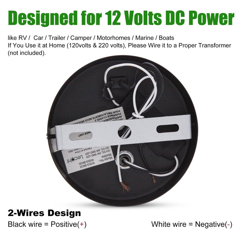 RV LED Bedside Reading Light with Switch - 2 Pack,