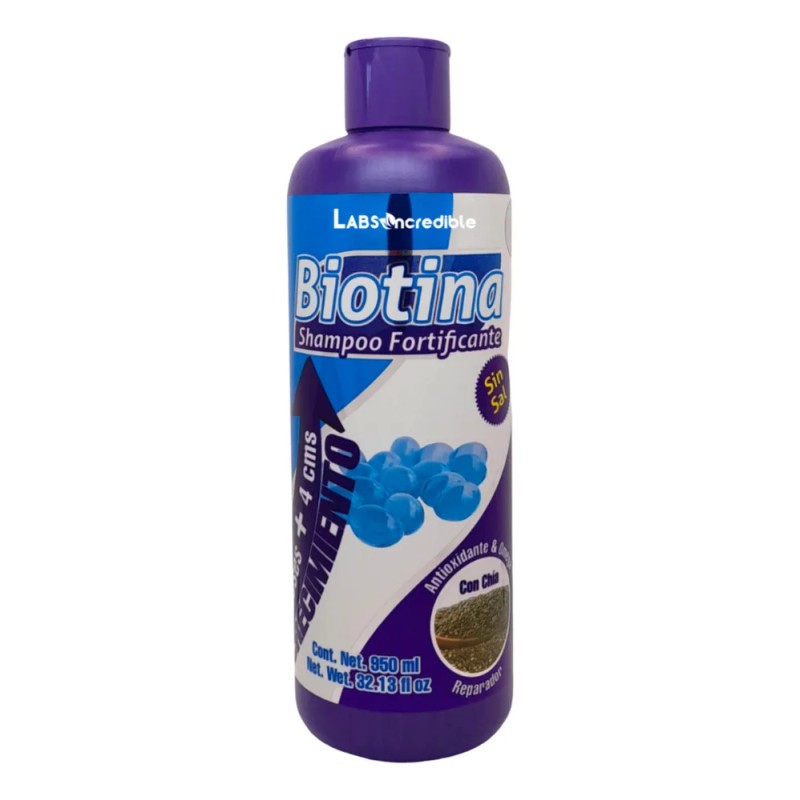 Shampoo Sin Sal Con Biotina Anticaida + Crecimiento Labs ncredible