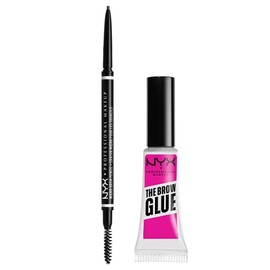 NYX Professional Makeup Micro Brow Pencil Ash Brown + Brow Glue, 2 Piezas