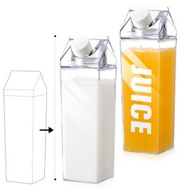 CHENGU Clear Milk Carton Water Bottle 1000 ml/ 34 Oz Portable Container Reusable Cute Plastic Milk Bottles for Juice Tea Jug Travel Camping Climbing Sports Outdoor Activities Drinking(2 Pieces)