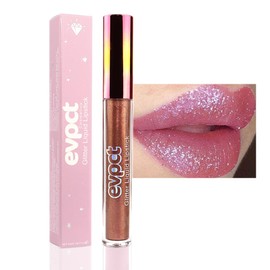evpct Lápiz Labial Líquido Rojo Ciruela Con Brillo Metálico Brillante Y Diamante Para Mujer, De Larga Duración, Resistente Al Agua, Color Malva Rojo Brillante, Mate, De Larga Duración, Kit De