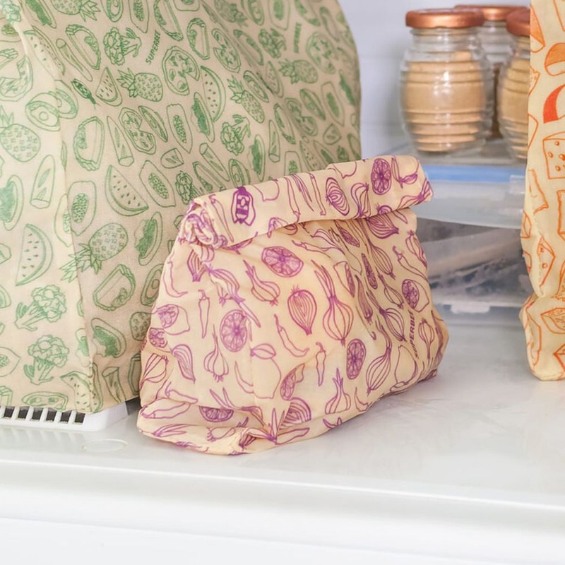 SuperBee Beeswax Bread Bag & Food Storage Bag, Medium Hexagonia