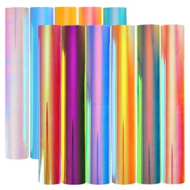 Stardustworkx Opal Holographic Heat Transfer Vinyl 11 Pack Holographic Iron on Vinyl Rainbow Vinyl Glitter HTV Metallic HTV Sheets Chameleon Iridescent 11.4"X9.8" for Cricut Silhouette Heat Press