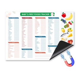 Baby’s First Foods Tracker Fridge Magnet – 101 Foods Before 1 Baby Food Checklist & Daily Log, Baby Nutrition Recipes – Reusable Dry Erase Chart for Fridge, Perfect for New Parents (10x14in)