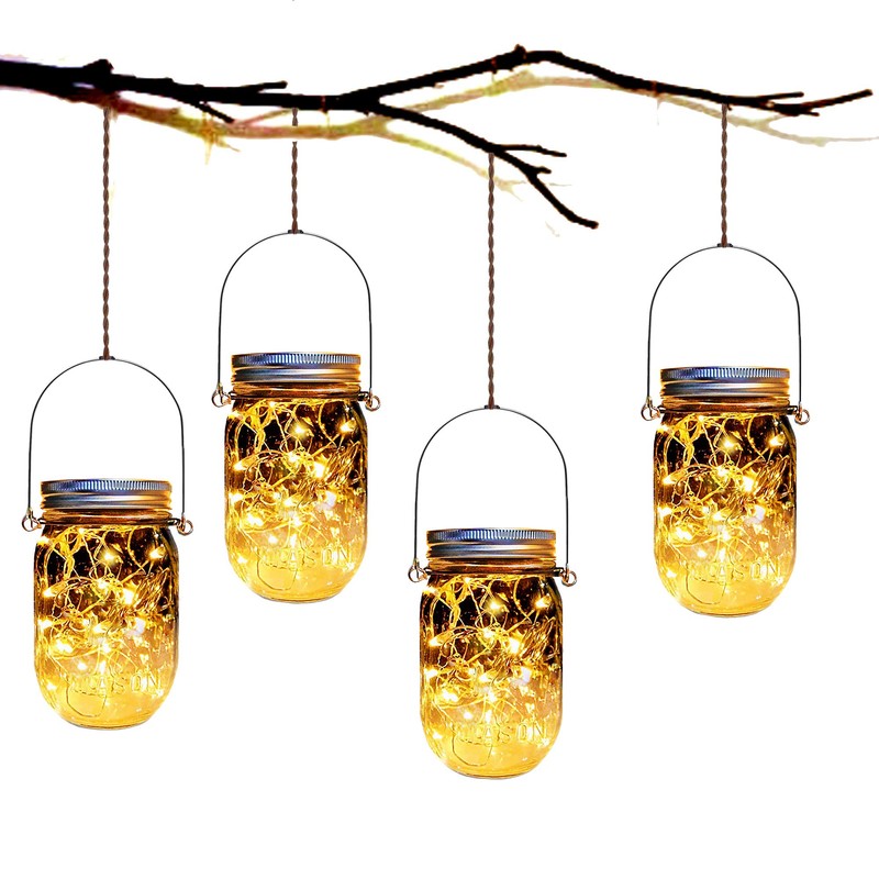 Mason Jar Solar Lantern Lights, 8 Pack 30 LED Bulbs