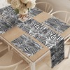 ABAKUHAUS Zebra Print Table Runner & 4 Piece Placemats, Striped