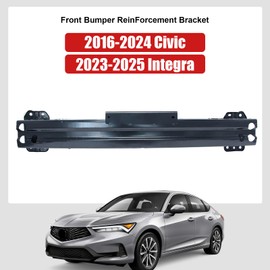 Rear Bumper Beam Reinforcement Compatible with 2016-2024 Civic 2023-2025 Integra, Steel Bumper Impact Bar Brackets