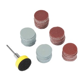 Pack of 100 Sandpaper Velcro, Abrasive Other Abrasives 25 mm Round Mixed Grit Sanding Pad + 1/8 Inch Shank Sanding Discs, 2 Inch Polishing Sander Pads (20 Pieces/Model)
