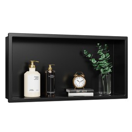 ACEMIRO Shower Niche, 24" X 12"(Inner Size 22.6"X11") No Tile Needed Stainless Steel Wall Niche Bathroom Shelf for Shower Wall, Recessed Niche Shower Insert for Bathroom Storage, Black