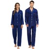 SWOMOG Couple Matching Pajamas Set Silk Satin Button Down Sleepwear
