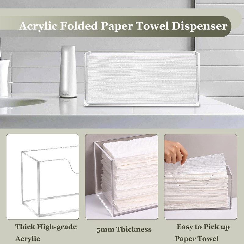 2 Pack Acrylic Paper Towel Holder, 10.8”x5.1”x4.1” Clear Rectangular Tissue