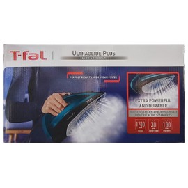 Tfal FV5841U0 1700W Ultraglide Plus Steam Iron, Black and Turquoise