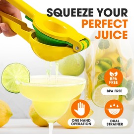 Cheer Collection Heavy-Duty Lemon Squeezer - Manual Citrus Juicer for Maximum Extraction, Easy-to-Use Lime Squeezer with Built-In Strainer, Ergonomic Hand Juicer Press