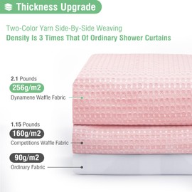 Dynamene Long Fabric Shower Curtain - 78 inch Long Waffle Weave Weighted Cloth Shower Curtains for Bathroom, Neutral Heavy Duty Hotel Spa Luxury Bath Curtain Set with 12 Hooks, 72x78, Pink