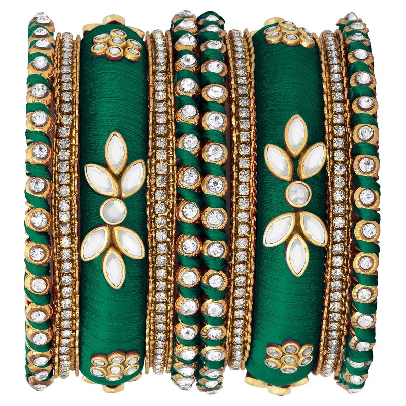 Aheli Silk Thread Kundan Studded Chura Chuda Bangle Set Gift