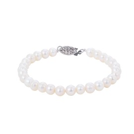 Pearl Vibe AAA+ Quality Natural Freshwater Pearl Bracelet for Women | 6.5-7mm Round White Pearls with 925 Sterling Silver Lobster Buckle, 5 inches, Sterling Silver, Pearl