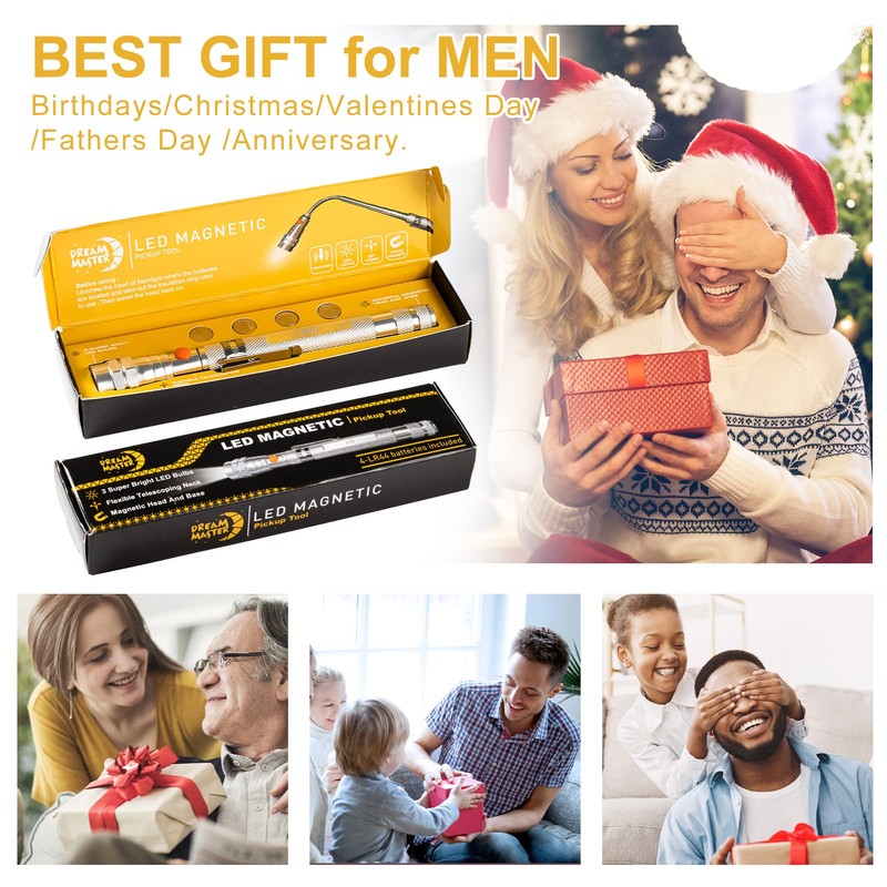 Magnetic Pickup Tool, Gifts for Men, Telescoping Magnet Flashlight, Gifts