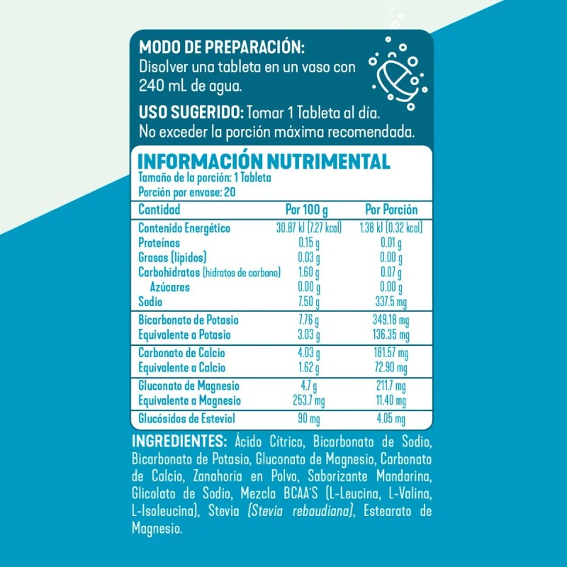 Greenside Minerales Y Bcaas Hydraside 20 Tabletas Mandarina