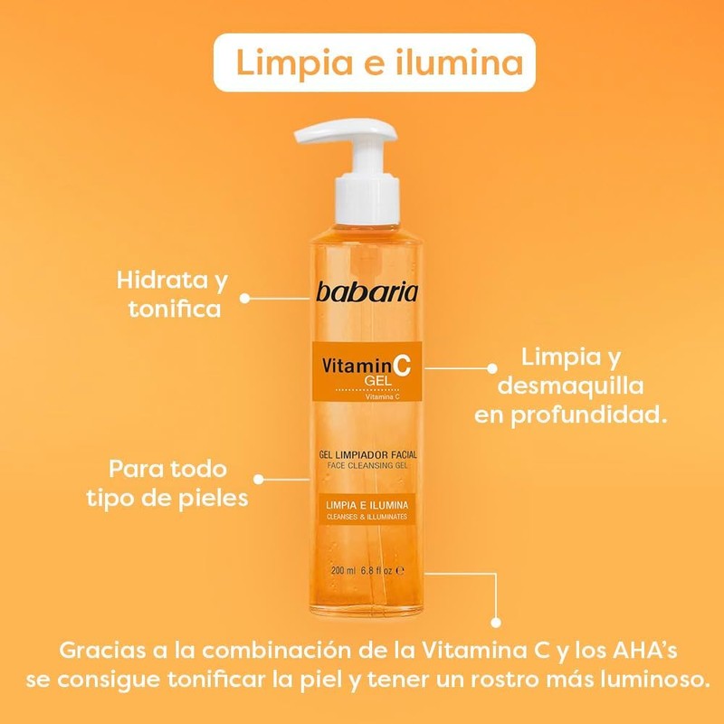Babaria Gel Limpiador Facial con Vitamina C y AHA 200