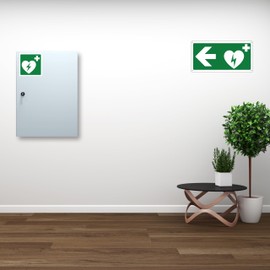Pubblimania Defibrillator Sign Arrow Left | Aluminium Composite Sign 3 mm Outer/Inside (AED Arrow Left, 1 Unit)