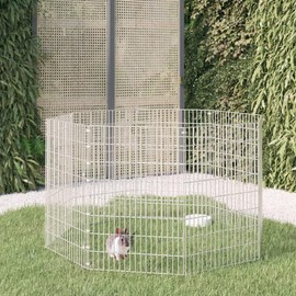 vidaxl Free Range Animal Enclosure 8-Panel Galvanized Iron cage - pet Run/playpen/Hutch 21.3"x31.5" Silver