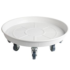 RIAMTGCX Plant Caddy with Wheels, Heavy Duty Plant Stand with Universal Wheels, Round Pot Trolley for Indoor Outdoor,18inch White