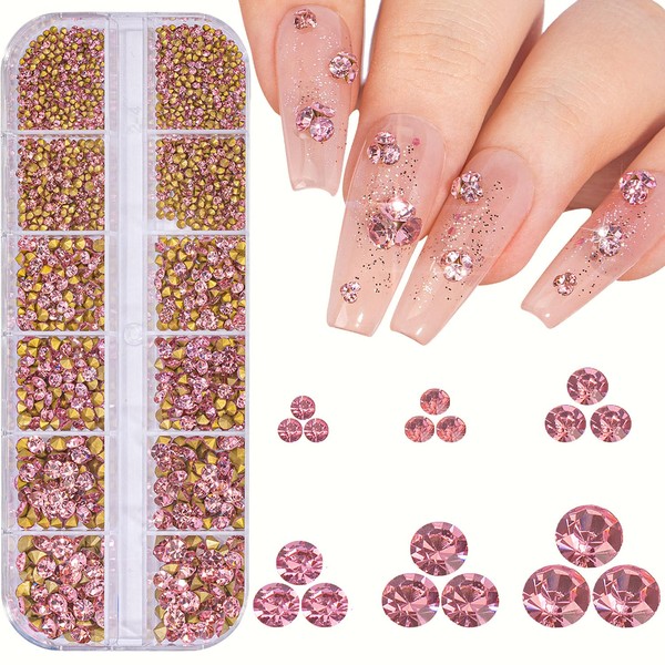 1 Box 12Grids Nail Art Sharp Bottomed Rhinestones 1660Pcs Nail