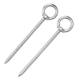 2 PCS Eye Screw Hooks Heavy Duty Self Tapping Eye Bolts for Wood, 304 Stainless Steel Heavy Duty Hammock Hooks for Hanging Hammock Swing Yoga Plants Fans Speakers, Silver(M8x120 mm),LXLVOUEG