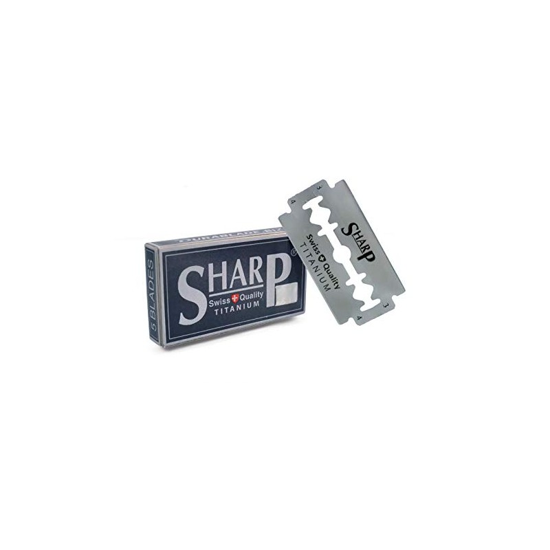 Sharp Titanium Double Edge Razor Blades for Men, Pack of