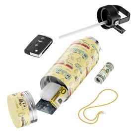 Domemit Caravan Accessories, Stainless Steel Water Bottle with Hidden Space for Secret Hiding Place Travel Safe Beach Safe with 5D Zip Print, Best Funny Gift for Men, Women, PaPa, Mum, Girlfriend