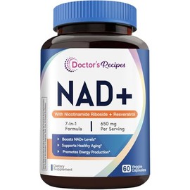 Doctor's Recipes Suplemento NAD, ribósido de nicotinamida, resveratrol, alternativa NMN para antienvejecimiento, con glicinato de magnesio y L-triptóf