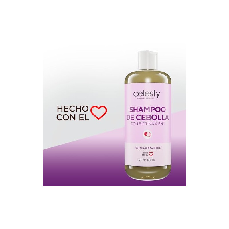 CELESTY Shampoo sin Sulfatos y Parabenos - Shampoo De Cebolla