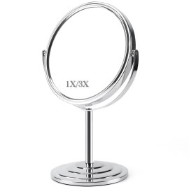 Schliersee 1X 3X Magnifying Makeup Mirror Vanity Mirror for Tabletop Silver 7 Inch Stand