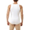 Underworks Mens Compression Tanksuit Girdle Shirt Small White