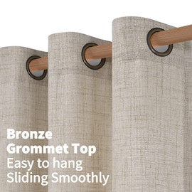 YoungsTex Natural Linen Curtains 72 Inch Long Living Room Light Filtering Window Curtain Drapes with Bronze Grommet for Bedroom Farmhouse Room Divider, 2 Panels, 52 X 72 Inch