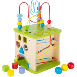 Small Foot 10605 Wooden motoric Cube with Five Sides of Fun, incl. motoric Loops and Ball Track, Multi
