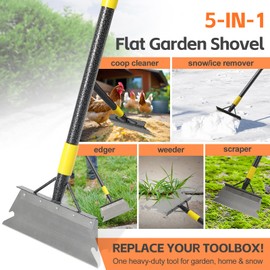Garden Shovel, Weeding Tool, Multifunctional Garden Cleaning Shovels, 72 Inch Floor Scraper Long Handle, Heavy Duty Metal Flat Spade Shovel for Lawn Edging, Crack Weeder, Ice Chopper, Snow Shovel