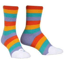 Sock It To Me Women's Happy Toes Rainbow Fuzzy Gripper Socks