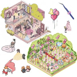 DSNJPZX Large DIY 3D Sticker Scene - Cute and Funny Cartoon Sticker Scenes - Make Your Own Stickers - Scene Stickers for Adult Kids Relief Stress Pass The Time