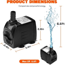 Simple Deluxe Submersible Water Pump for Fish Tank, Hydroponics, Aquaponics, Fountains, Ponds, Statuary, Aquariums & Inline, Black