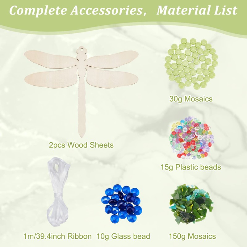WEBEEDY Make 2 Dragonfly Glass Mosaic Kit - Creativity DIY