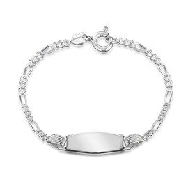 Tuscany Silver Women's Sterling Silver Baby Figaro 3+1 ID Bracelet of 12.7cm/5"