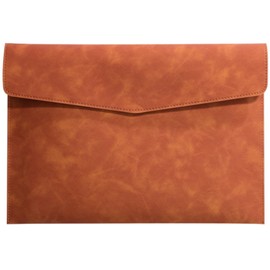 File Folder, A4 Size, Waterproof, PU Leather, Document Case, Document Case, File Case, File Bag, Large Capacity, Bag, Easy to Carry, Document Storage, Business (Brown)