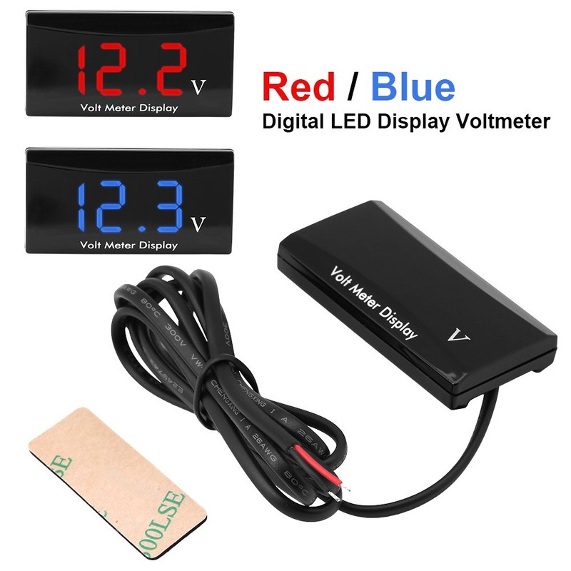 Akozon LED Digital Voltmeter 12V Car Motorcycle Digital Waterproof Shockproof