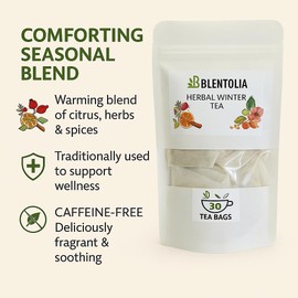 Blentolia Multi Fruit & Herbal Tea Blend with Linden, Sage, Rosehip, Ginger & Hibiscus – 12 Fruits, Herbs & Spices – Herbal Winter Tea-30 Tea Bags