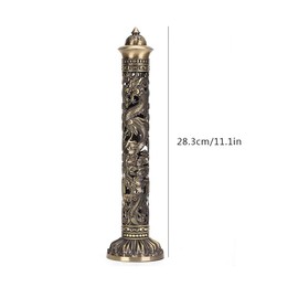 Vertical Incense Holder, Dragon Phoenix Pattern Metal Ash Collection Tray for Home Room Office Decoration