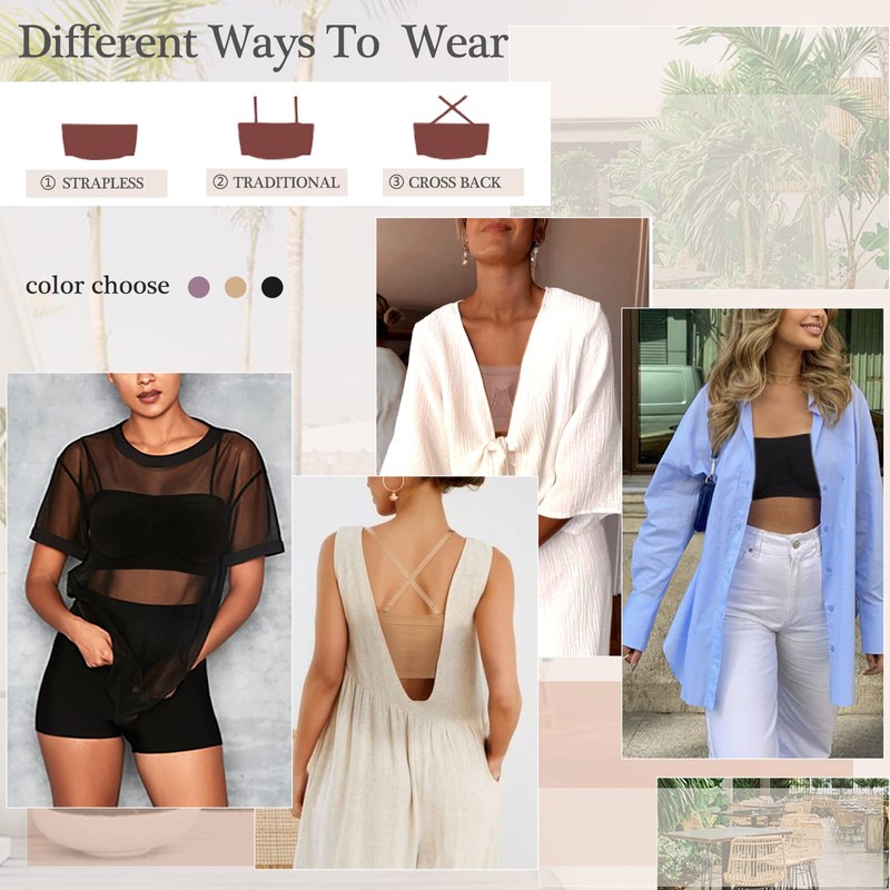 DotVol Women's Seamless Underwired Bandeau Bra, mocha, M