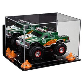 Better Display Cases Versatile Acrylic Display Case - Medium Rectangle Box with Mirror, Wall Mount, Orange Risers and Clear Base 12" x 8.25" x 8" (A004-OR)